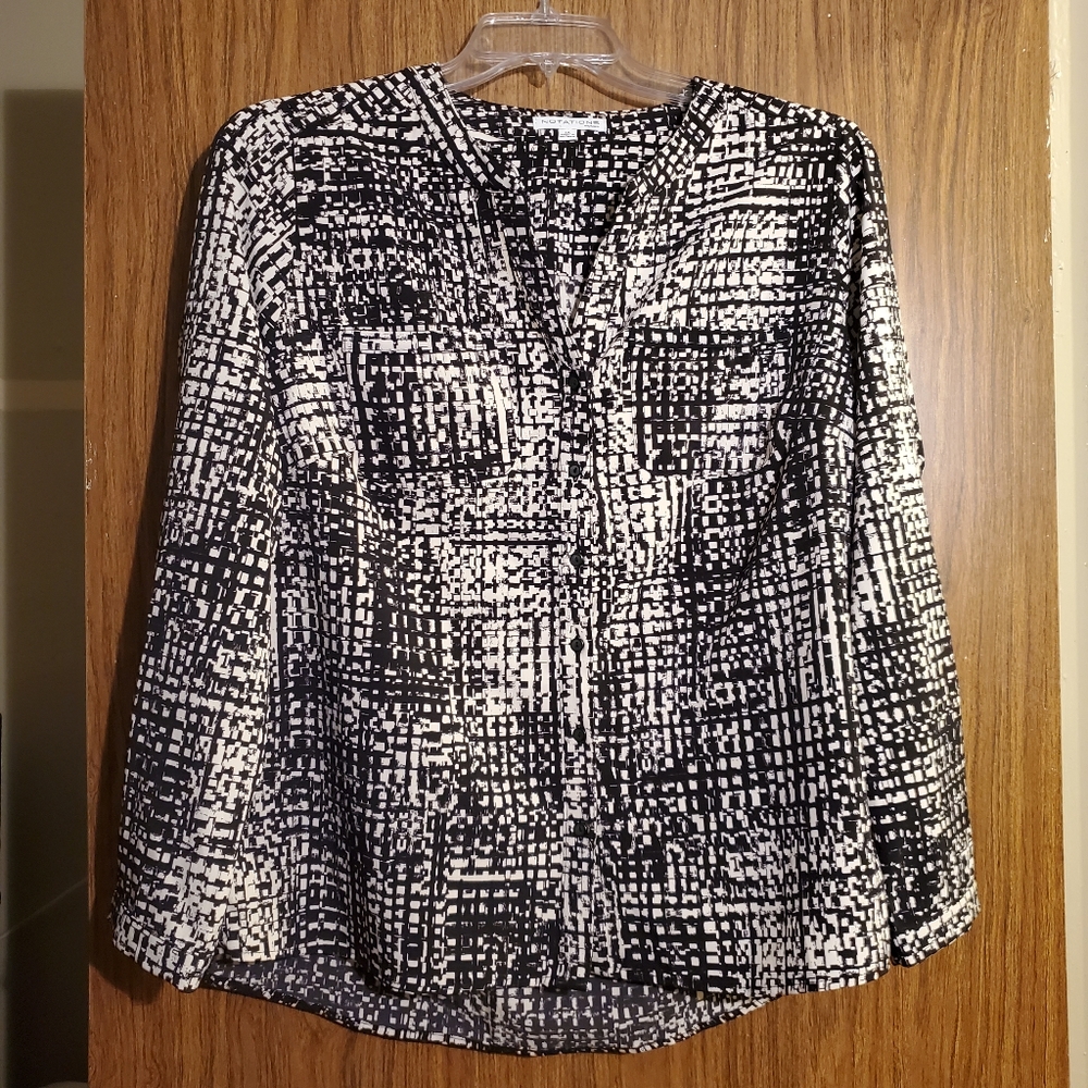 Notations Patterned Button Down Blouse - image 1